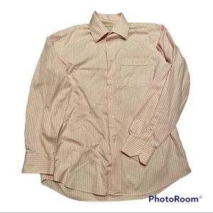 TOMMY BAHAMA men’s pink/white pinstripe long-sleeve button down shirt 15.5 34-35